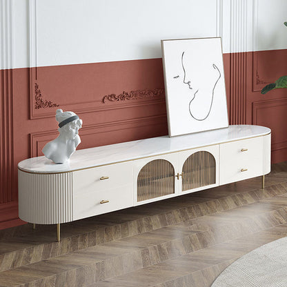 Console multimédia moderne Meuble TV Console de meuble TV en pierre avec 4 tiroirs