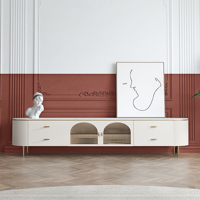 Console multimédia moderne Meuble TV Console de meuble TV en pierre avec 4 tiroirs