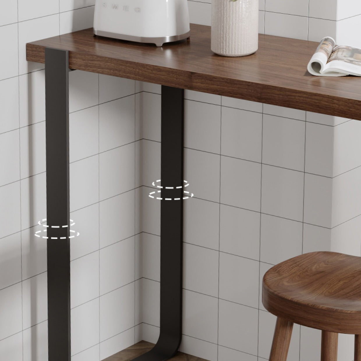 Juego de mesa de Bar y Pub de madera maciza de pino, mesa de Bar rectangular de 1/3 Uds. Y taburetes sin respaldo