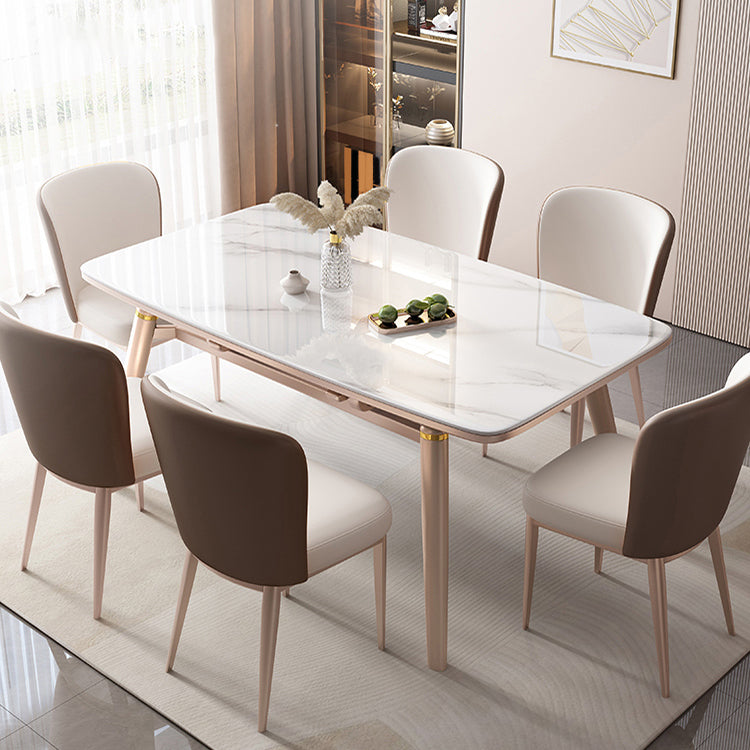 Pieds en caoutchouc de table à manger rectangulaire en pierre pliable pour salle à manger