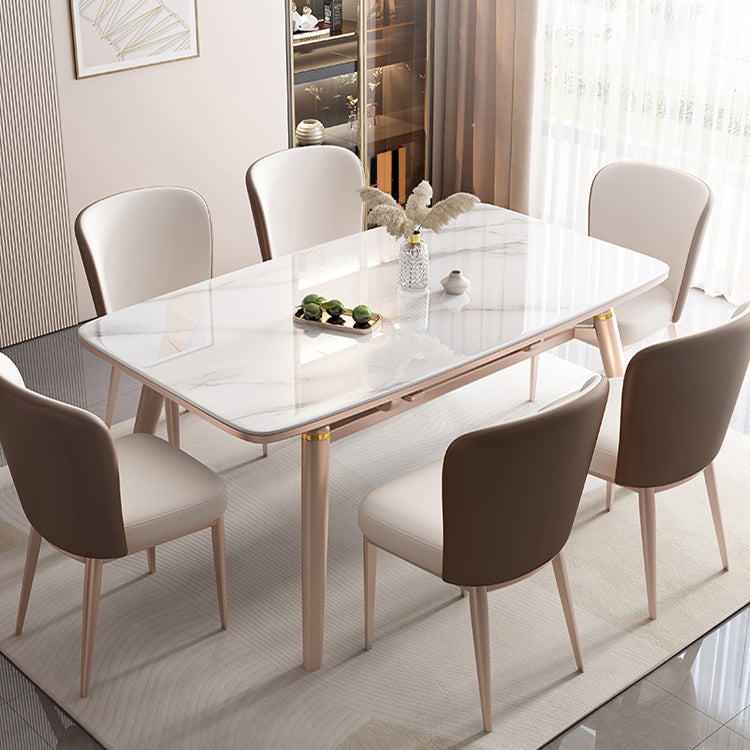 Pieds en caoutchouc de table à manger rectangulaire en pierre pliable pour salle à manger
