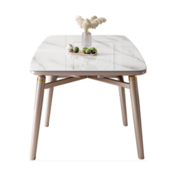 Pieds en caoutchouc de table à manger rectangulaire en pierre pliable pour salle à manger