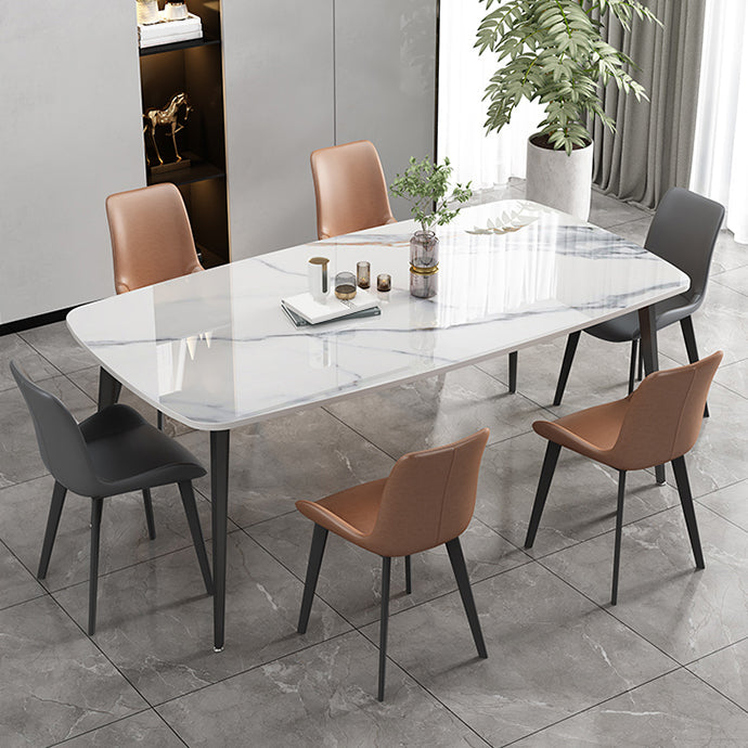 Modern Stone Rectangle Dining Table 4 Metal Legs for Dining Room Clearhalo 'Dining Tables & Seating' 'Dining Tables' 'dining_table' 'furn' 'furn_dining_table' 'Furniture' 'Kitchen & Dining Furniture' 7242770