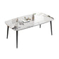 Modern Stone Rectangle Dining Table 4 Metal Legs for Dining Room Gloss White 63"L x 31.5"W x 29.5"H Without Chairs Clearhalo 'Dining Tables & Seating' 'Dining Tables' 'dining_table' 'furn' 'furn_dining_table' 'Furniture' 'Kitchen & Dining Furniture' 7242774