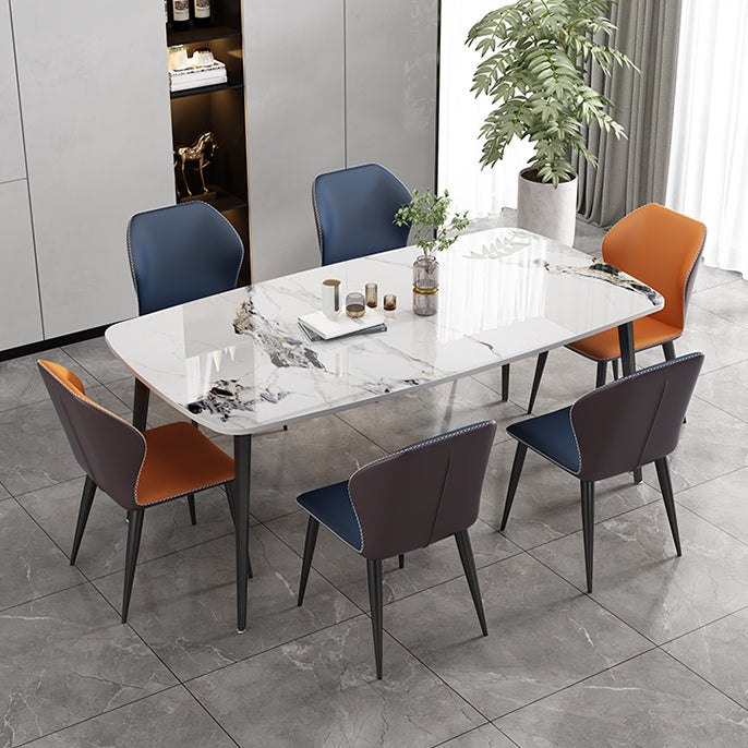 Modern Stone Rectangle Dining Table 4 Metal Legs for Dining Room Clearhalo 'Dining Tables & Seating' 'Dining Tables' 'dining_table' 'furn' 'furn_dining_table' 'Furniture' 'Kitchen & Dining Furniture' 7242776