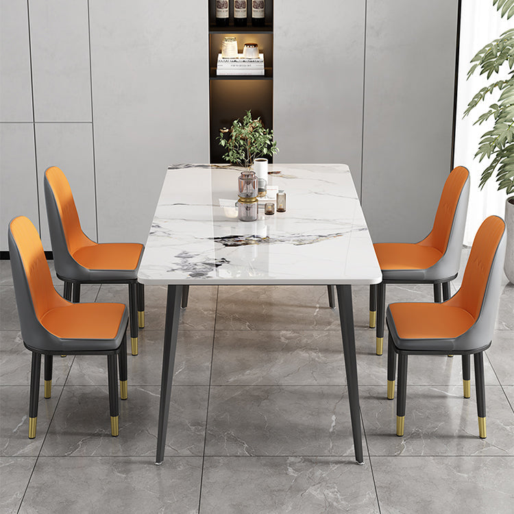 Modern Stone Rectangle Dining Table 4 Metal Legs for Dining Room Clearhalo 'Dining Tables & Seating' 'Dining Tables' 'dining_table' 'furn' 'furn_dining_table' 'Furniture' 'Kitchen & Dining Furniture' 7242783