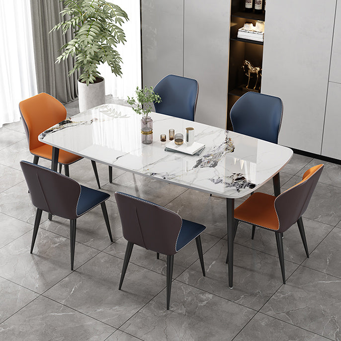 Modern Stone Rectangle Dining Table 4 Metal Legs for Dining Room Clearhalo 'Dining Tables & Seating' 'Dining Tables' 'dining_table' 'furn' 'furn_dining_table' 'Furniture' 'Kitchen & Dining Furniture' 7242787