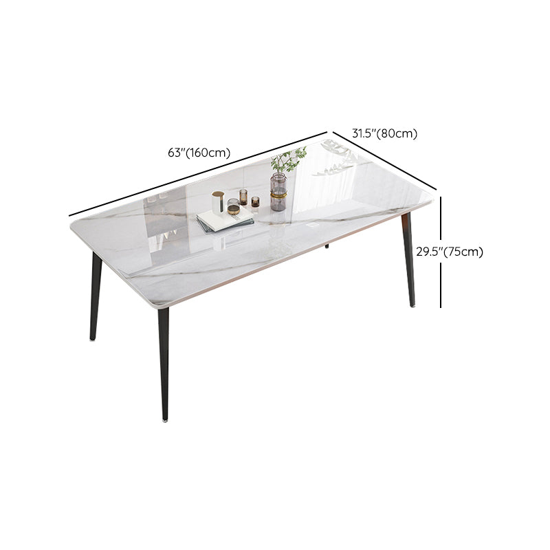 Modern Stone Rectangle Dining Table 4 Metal Legs for Dining Room Clearhalo 'Dining Tables & Seating' 'Dining Tables' 'dining_table' 'furn' 'furn_dining_table' 'Furniture' 'Kitchen & Dining Furniture' 7242790