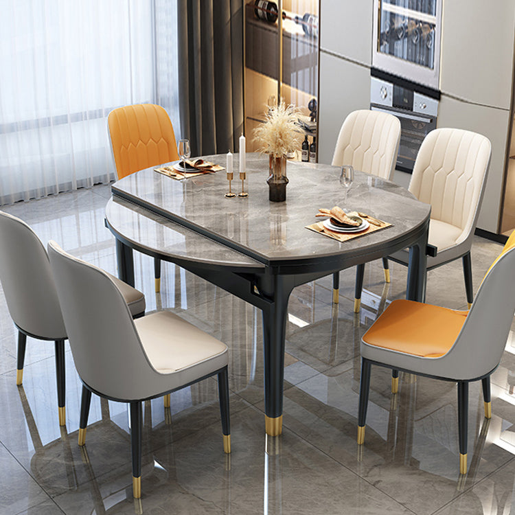 Modern Foldable Stone Dining Table Rubber Wood Legs for Dining Room Clearhalo 'Dining Tables & Seating' 'Dining Tables' 'dining_table' 'furn' 'furn_dining_table' 'Furniture' 'Kitchen & Dining Furniture' 7242826