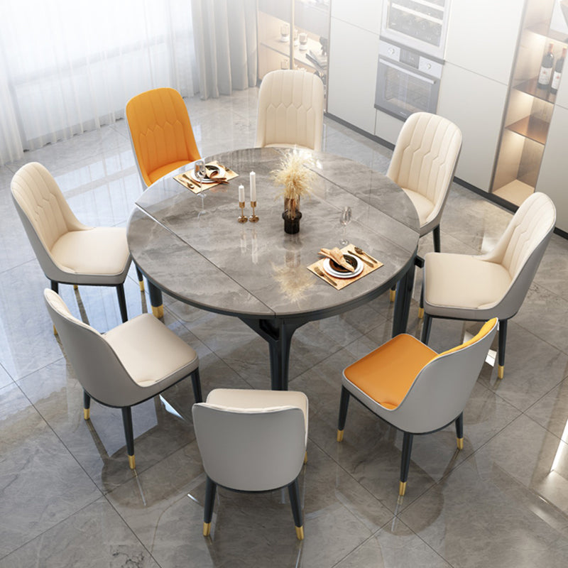 Modern Foldable Stone Dining Table Rubber Wood Legs for Dining Room Clearhalo 'Dining Tables & Seating' 'Dining Tables' 'dining_table' 'furn' 'furn_dining_table' 'Furniture' 'Kitchen & Dining Furniture' 7242828