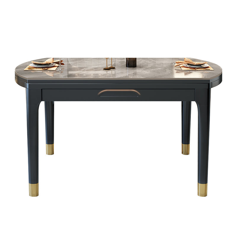 Modern Foldable Stone Dining Table Rubber Wood Legs for Dining Room Without Chairs Clearhalo 'Dining Tables & Seating' 'Dining Tables' 'dining_table' 'furn' 'furn_dining_table' 'Furniture' 'Kitchen & Dining Furniture' 7242830