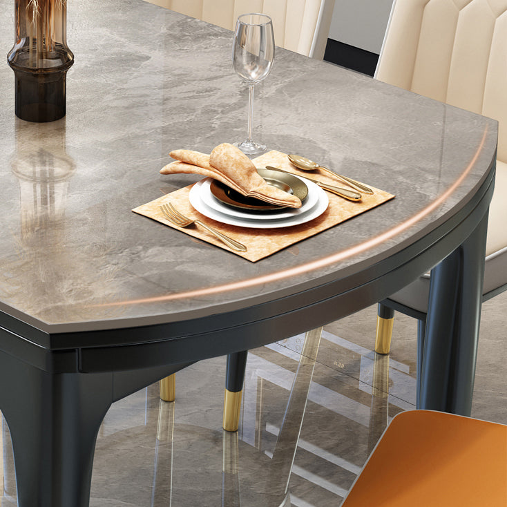 Modern Foldable Stone Dining Table Rubber Wood Legs for Dining Room Clearhalo 'Dining Tables & Seating' 'Dining Tables' 'dining_table' 'furn' 'furn_dining_table' 'Furniture' 'Kitchen & Dining Furniture' 7242832
