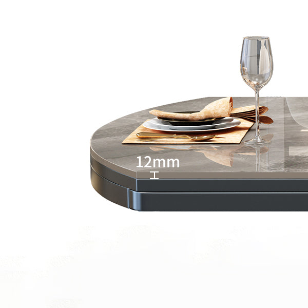 Modern Foldable Stone Dining Table Rubber Wood Legs for Dining Room Clearhalo 'Dining Tables & Seating' 'Dining Tables' 'dining_table' 'furn' 'furn_dining_table' 'Furniture' 'Kitchen & Dining Furniture' 7242833