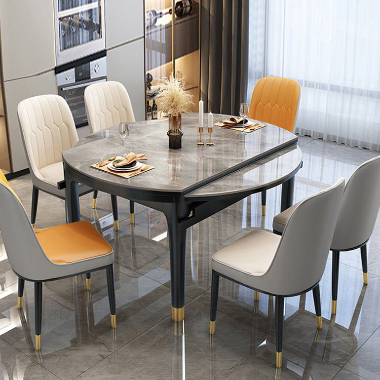 Modern Foldable Stone Dining Table Rubber Wood Legs for Dining Room Clearhalo 'Dining Tables & Seating' 'Dining Tables' 'dining_table' 'furn' 'furn_dining_table' 'Furniture' 'Kitchen & Dining Furniture' 7242837