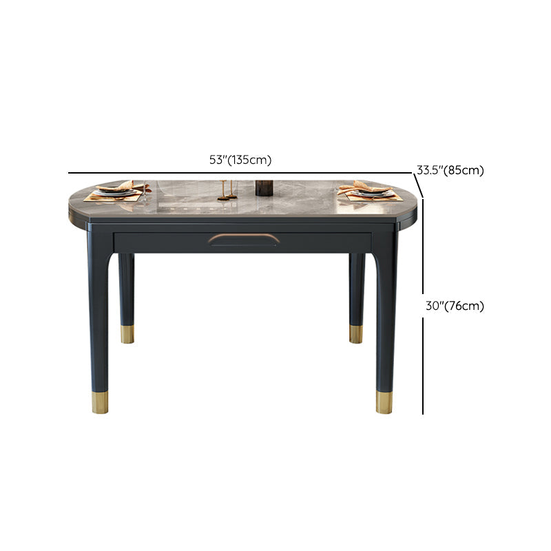 Modern Foldable Stone Dining Table Rubber Wood Legs for Dining Room Clearhalo 'Dining Tables & Seating' 'Dining Tables' 'dining_table' 'furn' 'furn_dining_table' 'Furniture' 'Kitchen & Dining Furniture' 7242839