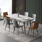 Mesa de comedor de piedra rectangular moderna con 4 patas de metal para comedor