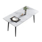 Mesa de comedor de piedra rectangular moderna con 4 patas de metal para comedor