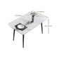 Mesa de comedor de piedra rectangular moderna con 4 patas de metal para comedor