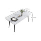 Mesa de comedor de piedra rectangular moderna con 4 patas de metal para comedor