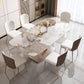 Glam Stone Rectangle Dining Table Metal Base for Dining Room Clearhalo 'Dining Tables & Seating' 'Dining Tables' 'dining_table' 'furn' 'furn_dining_table' 'Furniture' 'Kitchen & Dining Furniture' 7242856
