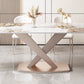 Glam Stone Rectangle Dining Table Metal Base for Dining Room Clearhalo 'Dining Tables & Seating' 'Dining Tables' 'dining_table' 'furn' 'furn_dining_table' 'Furniture' 'Kitchen & Dining Furniture' 7242860