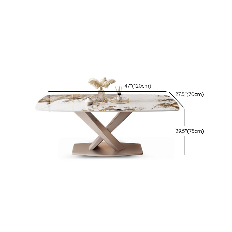 Glam Stone Rectangle Dining Table Metal Base for Dining Room Clearhalo 'Dining Tables & Seating' 'Dining Tables' 'dining_table' 'furn' 'furn_dining_table' 'Furniture' 'Kitchen & Dining Furniture' 7242863