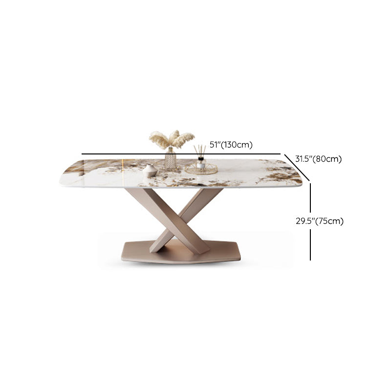 Glam Stone Rectangle Dining Table Metal Base for Dining Room Clearhalo 'Dining Tables & Seating' 'Dining Tables' 'dining_table' 'furn' 'furn_dining_table' 'Furniture' 'Kitchen & Dining Furniture' 7242864