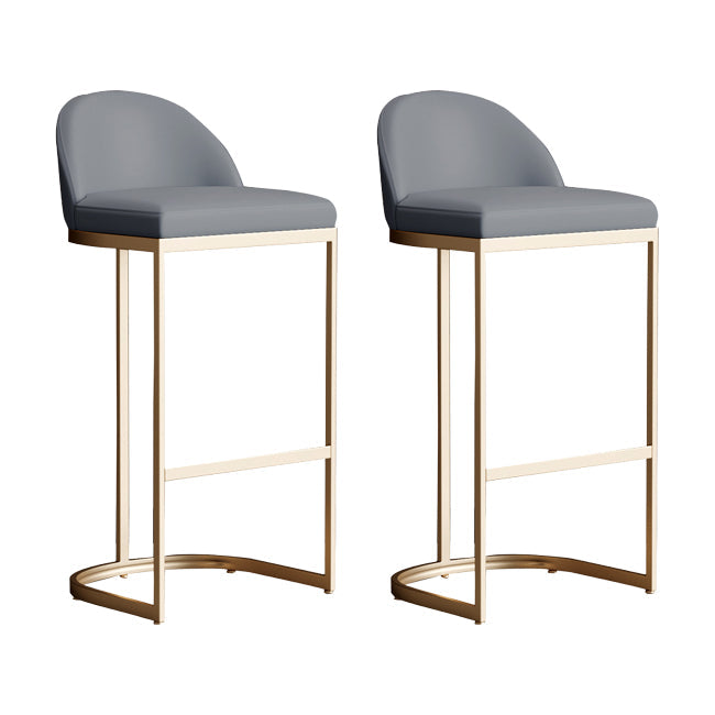 Bucket Faux Leather Dining Stool Low Back Bar Stool with Gold Metal Base 2 Piece Set Clearhalo 'Bar Furniture' 'Bar Stools' 'bar_stools' 'furn' 'furn_bar_stools' 'Furniture' 'Kitchen & Dining Furniture' 7243909