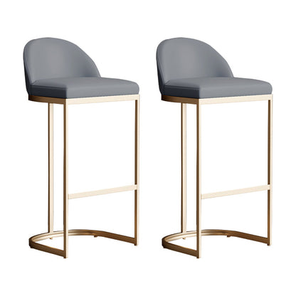 Bucket Faux Leather Dining Stool Low Back Bar Stool with Gold Metal Base 2 Piece Set Clearhalo 'Bar Furniture' 'Bar Stools' 'bar_stools' 'furn' 'furn_bar_stools' 'Furniture' 'Kitchen & Dining Furniture' 7243909