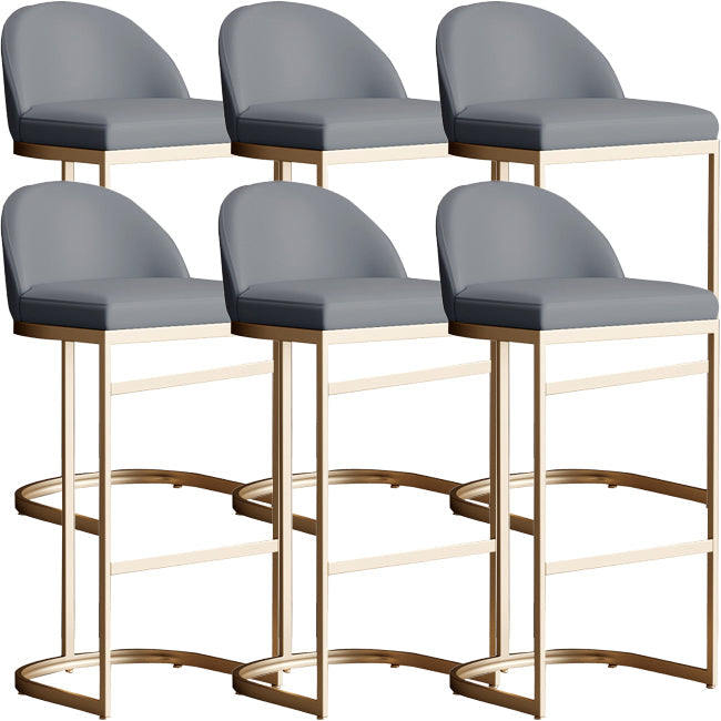 Bucket Faux Leather Dining Stool Low Back Bar Stool with Gold Metal Base 6 Piece Set Clearhalo 'Bar Furniture' 'Bar Stools' 'bar_stools' 'furn' 'furn_bar_stools' 'Furniture' 'Kitchen & Dining Furniture' 7243912