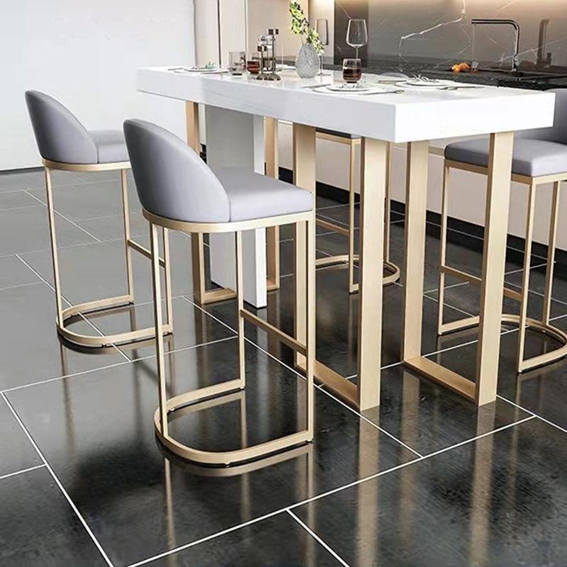 Bucket Faux Leather Dining Stool Low Back Bar Stool with Gold Metal Base Clearhalo 'Bar Furniture' 'Bar Stools' 'bar_stools' 'furn' 'furn_bar_stools' 'Furniture' 'Kitchen & Dining Furniture' 7243913