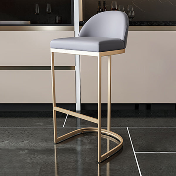 Bucket Faux Leather Dining Stool Low Back Bar Stool with Gold Metal Base Clearhalo 'Bar Furniture' 'Bar Stools' 'bar_stools' 'furn' 'furn_bar_stools' 'Furniture' 'Kitchen & Dining Furniture' 7243921