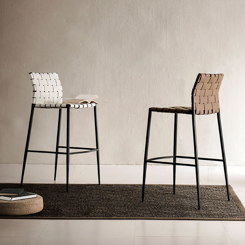 Faux lederen barkrukken lage rug krukken met metalen basis