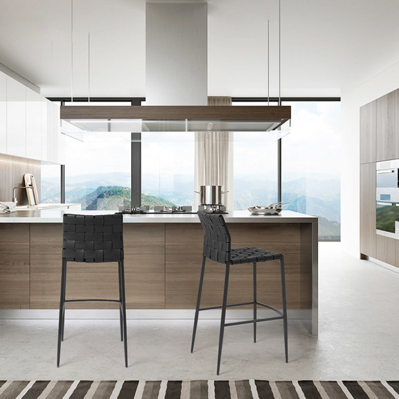 Faux Leather Bar Stools Low Back Dining Stools with Metal Base Clearhalo 'Bar Furniture' 'Bar Stools' 'bar_stools' 'furn' 'furn_bar_stools' 'Furniture' 'Kitchen & Dining Furniture' 7244091