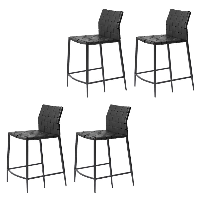 Faux Leather Bar Stools Low Back Dining Stools with Metal Base Black 4 Piece Set Short Stool(22"H) Clearhalo 'Bar Furniture' 'Bar Stools' 'bar_stools' 'furn' 'furn_bar_stools' 'Furniture' 'Kitchen & Dining Furniture' 7244101
