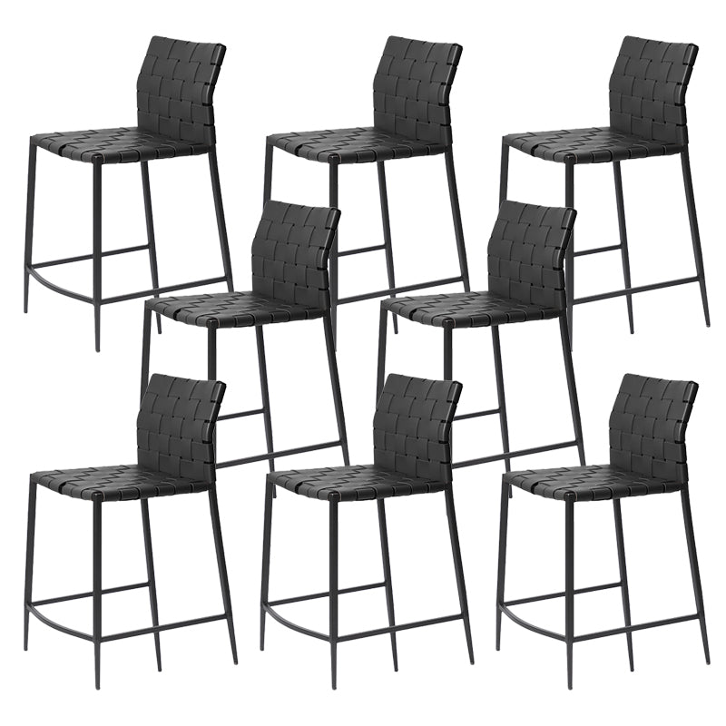 Faux Leather Bar Stools Low Back Dining Stools with Metal Base Black 8 Piece Set Short Stool(22"H) Clearhalo 'Bar Furniture' 'Bar Stools' 'bar_stools' 'furn' 'furn_bar_stools' 'Furniture' 'Kitchen & Dining Furniture' 7244104