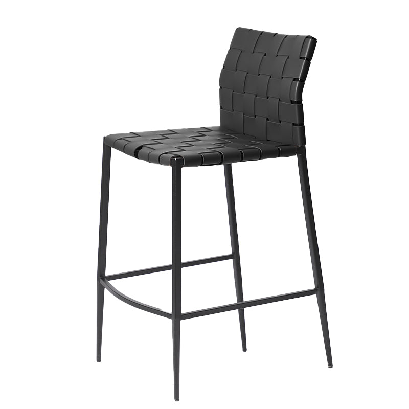 Faux Leather Bar Stools Low Back Dining Stools with Metal Base Black 1 Piece Counter Stool(26"H) Clearhalo 'Bar Furniture' 'Bar Stools' 'bar_stools' 'furn' 'furn_bar_stools' 'Furniture' 'Kitchen & Dining Furniture' 7244107