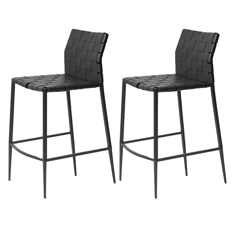 Faux Leather Bar Stools Low Back Dining Stools with Metal Base Black 2 Piece Set Counter Stool(26"H) Clearhalo 'Bar Furniture' 'Bar Stools' 'bar_stools' 'furn' 'furn_bar_stools' 'Furniture' 'Kitchen & Dining Furniture' 7244108