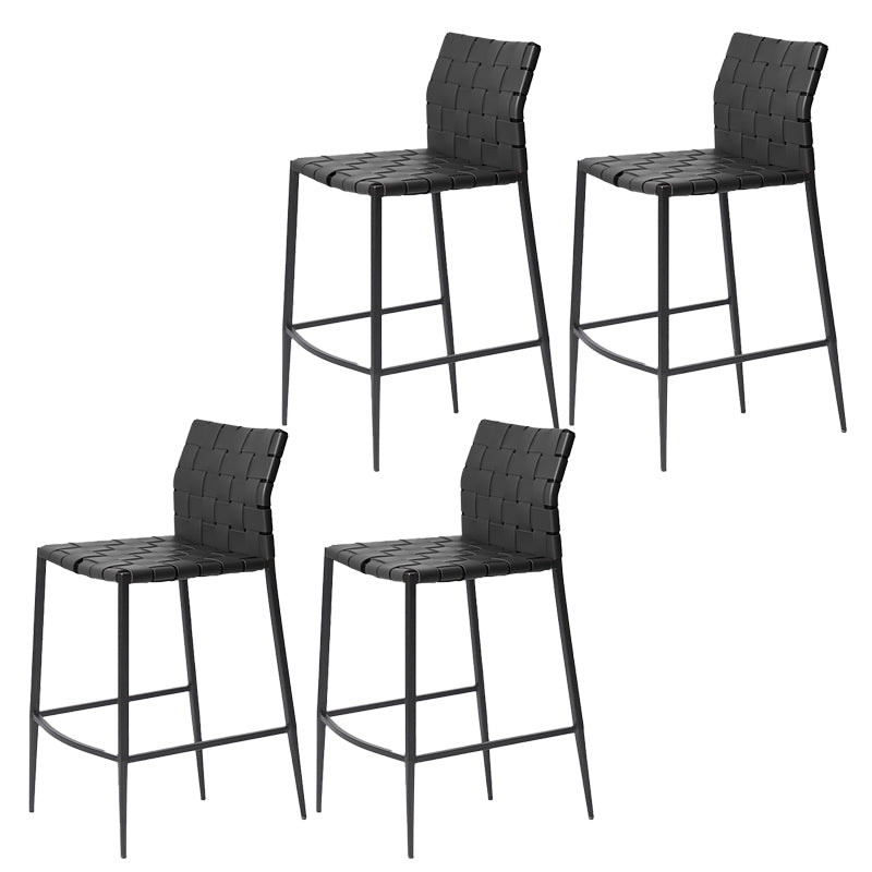 Faux Leather Bar Stools Low Back Dining Stools with Metal Base Black 4 Piece Set Counter Stool(26"H) Clearhalo 'Bar Furniture' 'Bar Stools' 'bar_stools' 'furn' 'furn_bar_stools' 'Furniture' 'Kitchen & Dining Furniture' 7244109