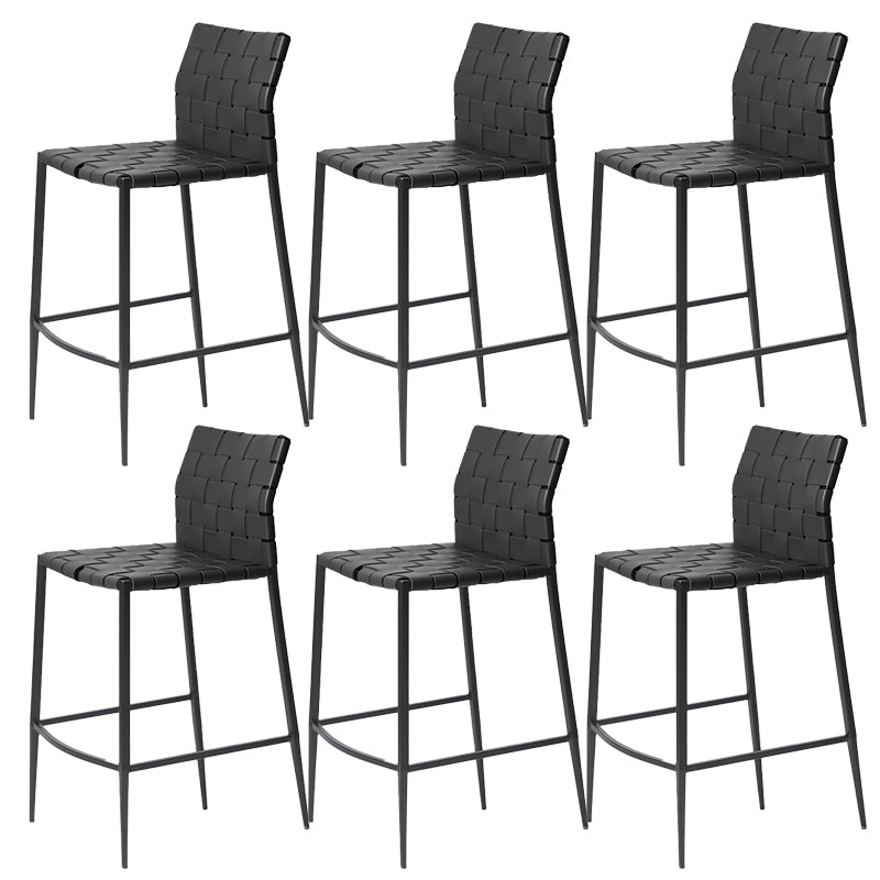 Faux Leather Bar Stools Low Back Dining Stools with Metal Base Black 6 Piece Set Counter Stool(26"H) Clearhalo 'Bar Furniture' 'Bar Stools' 'bar_stools' 'furn' 'furn_bar_stools' 'Furniture' 'Kitchen & Dining Furniture' 7244110