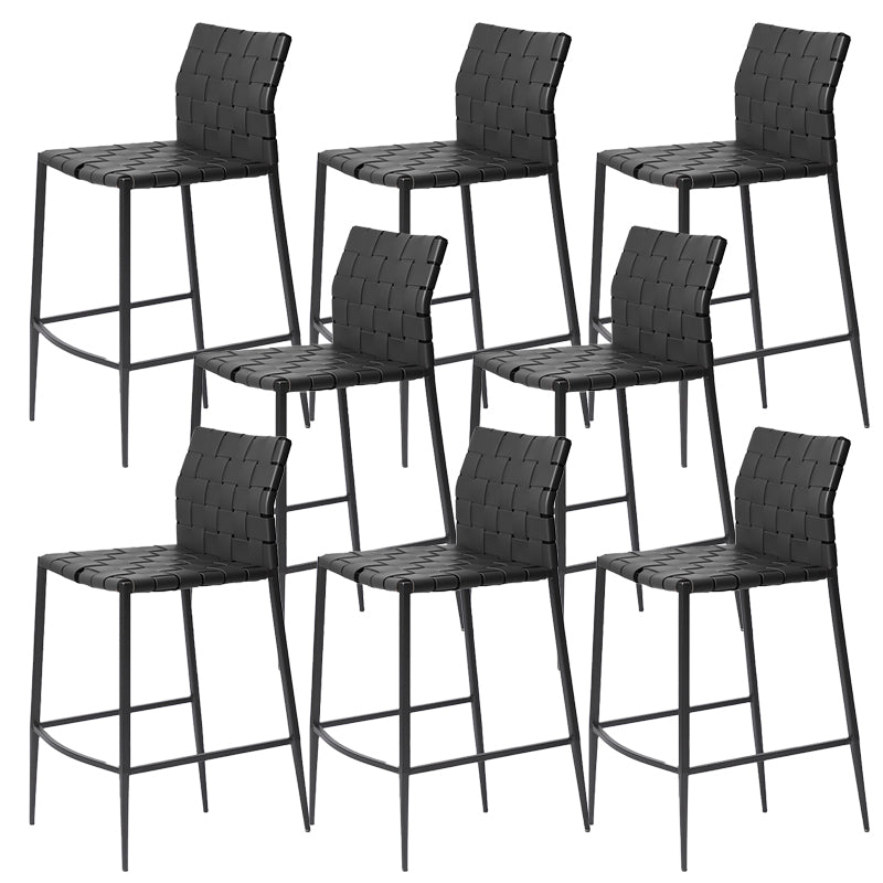 Faux Leather Bar Stools Low Back Dining Stools with Metal Base Black 8 Piece Set Counter Stool(26"H) Clearhalo 'Bar Furniture' 'Bar Stools' 'bar_stools' 'furn' 'furn_bar_stools' 'Furniture' 'Kitchen & Dining Furniture' 7244111