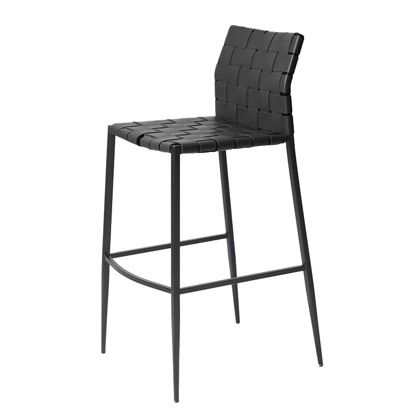 Faux Leather Bar Stools Low Back Dining Stools with Metal Base Black 1 Piece Bar Stool(30"H) Clearhalo 'Bar Furniture' 'Bar Stools' 'bar_stools' 'furn' 'furn_bar_stools' 'Furniture' 'Kitchen & Dining Furniture' 7244112