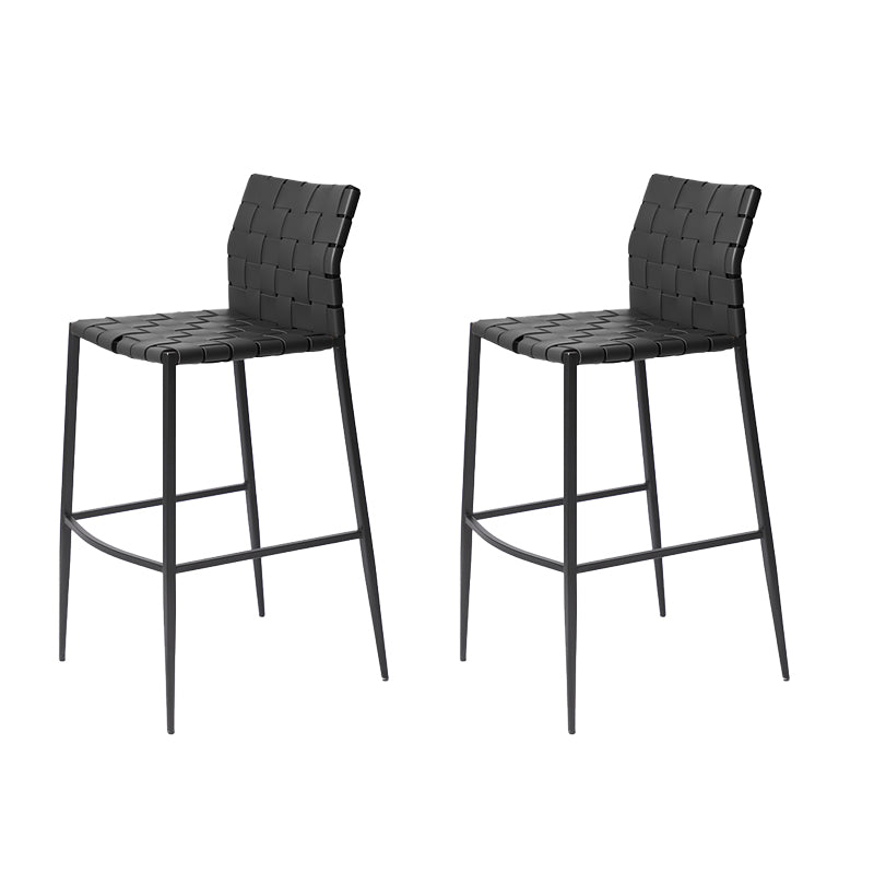 Faux Leather Bar Stools Low Back Dining Stools with Metal Base Black 2 Piece Set Bar Stool(30"H) Clearhalo 'Bar Furniture' 'Bar Stools' 'bar_stools' 'furn' 'furn_bar_stools' 'Furniture' 'Kitchen & Dining Furniture' 7244113