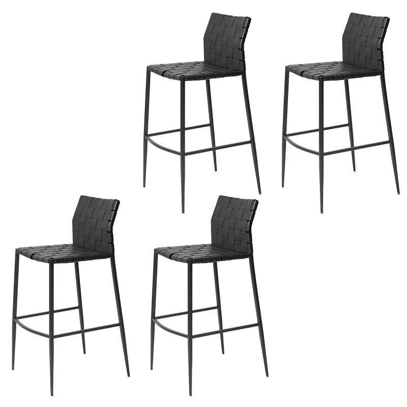 Faux Leather Bar Stools Low Back Dining Stools with Metal Base Black 4 Piece Set Bar Stool(30"H) Clearhalo 'Bar Furniture' 'Bar Stools' 'bar_stools' 'furn' 'furn_bar_stools' 'Furniture' 'Kitchen & Dining Furniture' 7244114