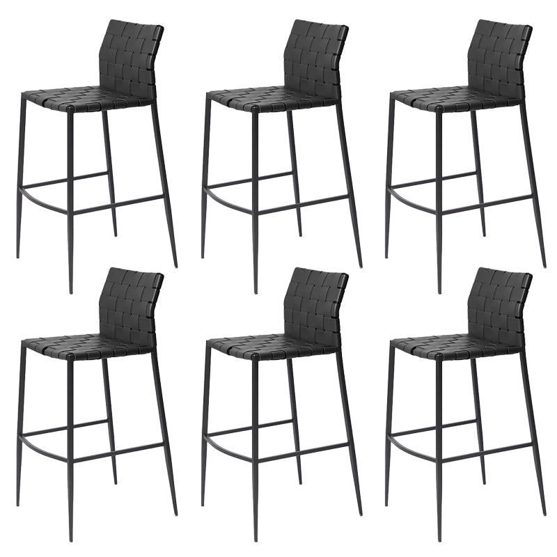 Faux Leather Bar Stools Low Back Dining Stools with Metal Base Black 6 Piece Set Bar Stool(30"H) Clearhalo 'Bar Furniture' 'Bar Stools' 'bar_stools' 'furn' 'furn_bar_stools' 'Furniture' 'Kitchen & Dining Furniture' 7244115