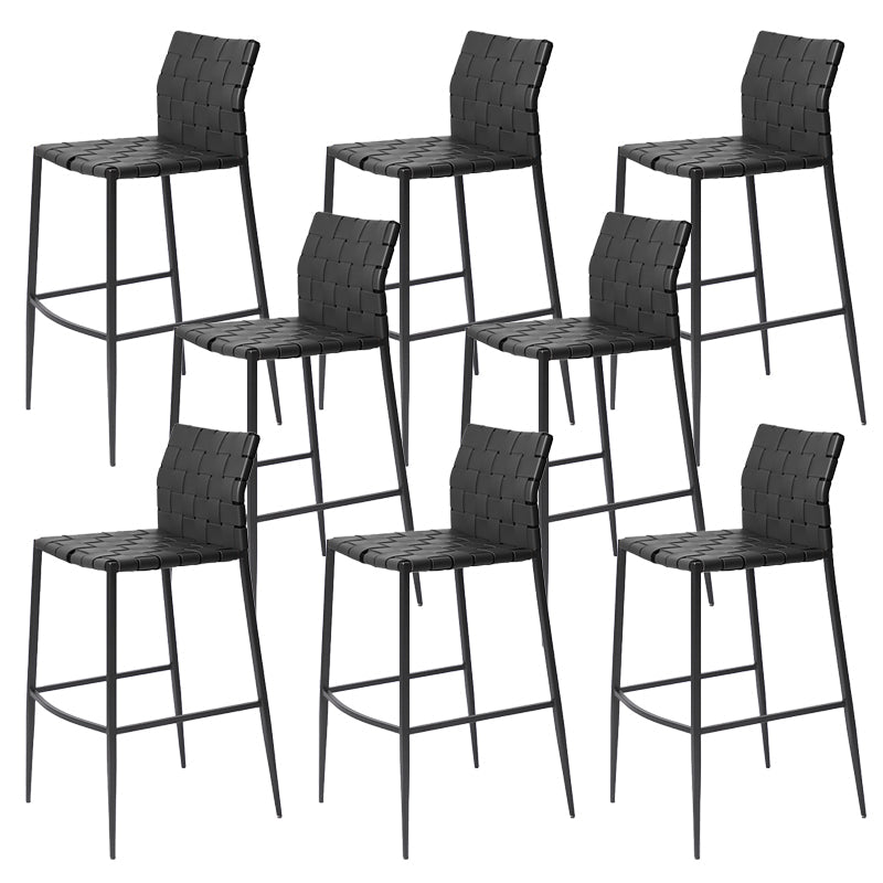 Faux Leather Bar Stools Low Back Dining Stools with Metal Base Black 8 Piece Set Bar Stool(30"H) Clearhalo 'Bar Furniture' 'Bar Stools' 'bar_stools' 'furn' 'furn_bar_stools' 'Furniture' 'Kitchen & Dining Furniture' 7244116