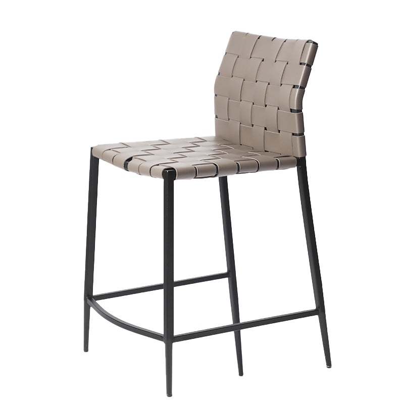 Faux Leather Bar Stools Low Back Dining Stools with Metal Base Gray 1 Piece Short Stool(22"H) Clearhalo 'Bar Furniture' 'Bar Stools' 'bar_stools' 'furn' 'furn_bar_stools' 'Furniture' 'Kitchen & Dining Furniture' 7244117