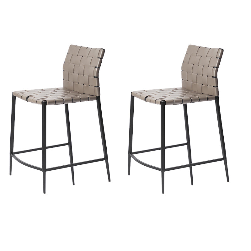 Faux Leather Bar Stools Low Back Dining Stools with Metal Base Gray 2 Piece Set Short Stool(22"H) Clearhalo 'Bar Furniture' 'Bar Stools' 'bar_stools' 'furn' 'furn_bar_stools' 'Furniture' 'Kitchen & Dining Furniture' 7244118