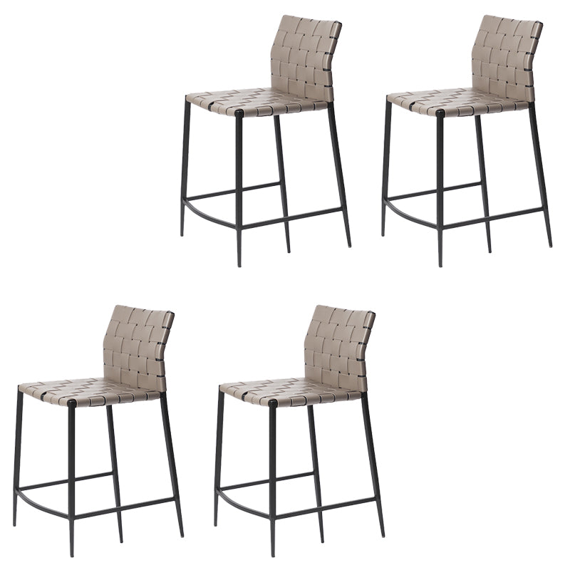 Faux Leather Bar Stools Low Back Dining Stools with Metal Base Gray 4 Piece Set Short Stool(22"H) Clearhalo 'Bar Furniture' 'Bar Stools' 'bar_stools' 'furn' 'furn_bar_stools' 'Furniture' 'Kitchen & Dining Furniture' 7244119