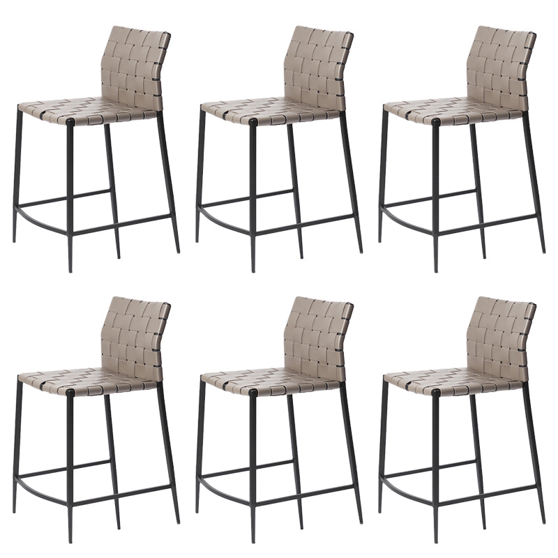 Faux Leather Bar Stools Low Back Dining Stools with Metal Base Gray 6 Piece Set Short Stool(22"H) Clearhalo 'Bar Furniture' 'Bar Stools' 'bar_stools' 'furn' 'furn_bar_stools' 'Furniture' 'Kitchen & Dining Furniture' 7244120